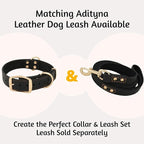ADITYNA Heavy Duty Leather Dog Collar for Medium Dogs - Soft and Strong Leather Collar for Walking, and Training (Black - Gold Colored Buckle, Medium: Fit 13" - 20" Neck)