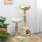 Cat Tree for Indoor Cats with Wooden Scratching Posts, Cat Condo, Washable Cat Beds & Toy Balls – Natural Cat Tower for Small Cats