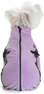 Fleece Dog Coat for Small Medium Dog,Pullover Pajamas Jumpsuit Bodysuit Puppy Coats with Legs, Pet Windproof Warm Cold Weather Jacket Full Body Vest Cozy Snowsuit Outfit Clothes (Purple, L)