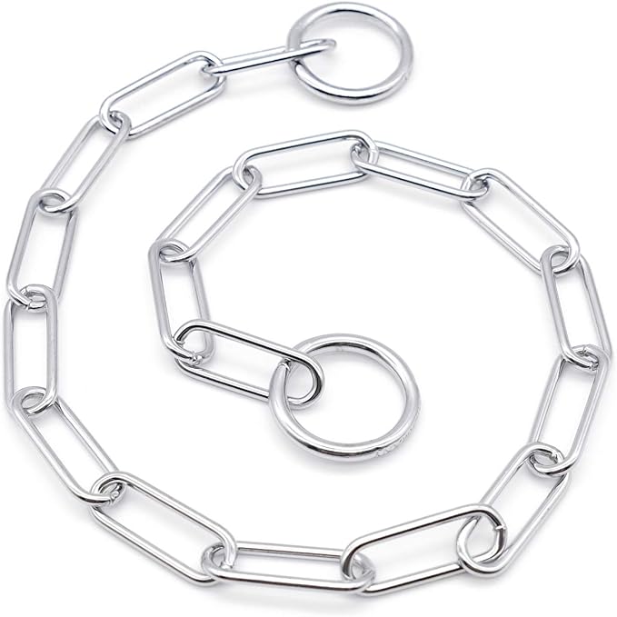 Herm Sprenger - Chrome Plated Steel Fur Saver Dog Collar - Long Link - Professional Training Collar for Small Petite Dogs - Puppy Collar - Correction Slip Chain - Made in Germany (18 inches (45 cm))