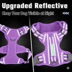 BARKBAY Dog Harness No Pull Oxford with ID Tag Pocket - Heavy Duty, Reflective, Easy Control for Large Dogs(Violet Purple Oxford,M)