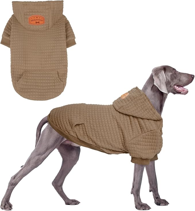 BEAUTYZOO Dog Sweaters for Extra Large Dogs Girl Boy, XXXL Dog Hoodie with Pocket & Leash Hole, Soft Warm Waffle-Like Laminated Cotton Pet Clothes for Cold Weather, Doberman Great Dane Sweatshirt, 3XL