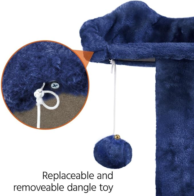 Topeakmart 54in Cat Tree, Cat Tower w/Large Cat Condo Scratching Posts and Perch, Cat Stand House Furniture, Navy Blue