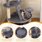 40" Multi-Level Cat Tree for Munchkin & Senior Cats – Extra Stable Wide Base, Plush Padded Perch & Spacious Condo