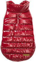 Blueberry Pet Cozy & Comfy Windproof Lightweight Quilted Fall Winter Glossy Dog Puffer Jacket in Deep Rouge, Back Length 18.5", Size 18, Warm Coat for Large Dogs