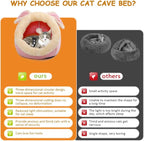 Lcybem Cat Beds for Indoor Cats - Rabbit-Shaped Cat Cave Bed with Hanging Toy,Super Soft Calming cat Tent for Kitten&Puppy,Small Dog,Warm Plush&Machine Washable&Removable Cotton Pad (Pink L)