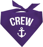 Crew with Anchor Dog Bandana | 100% Cotton | Made in USA | Boat & Fishing | Captain | Beach & Lake | Summer | Outdoors | Father's Day |Purple, One Size (265)