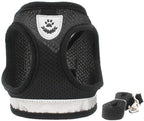 FEimaX Dog Harness and Leash Set for Walking, Soft Mesh Adjustable Easy Control Lightweight Cat Vest Harnesses with Reflective Strips, Escape Proof Small Dogs Cats Vests (Black, X-Small)