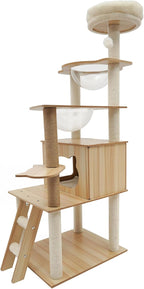 Cat Tree Modern Cat Tower for Indoor Cats, Multi-Level Cat Condos with Scratching Post & Resting Platforms for Large/Small Cat Climbing, Cat Activity Center Playground