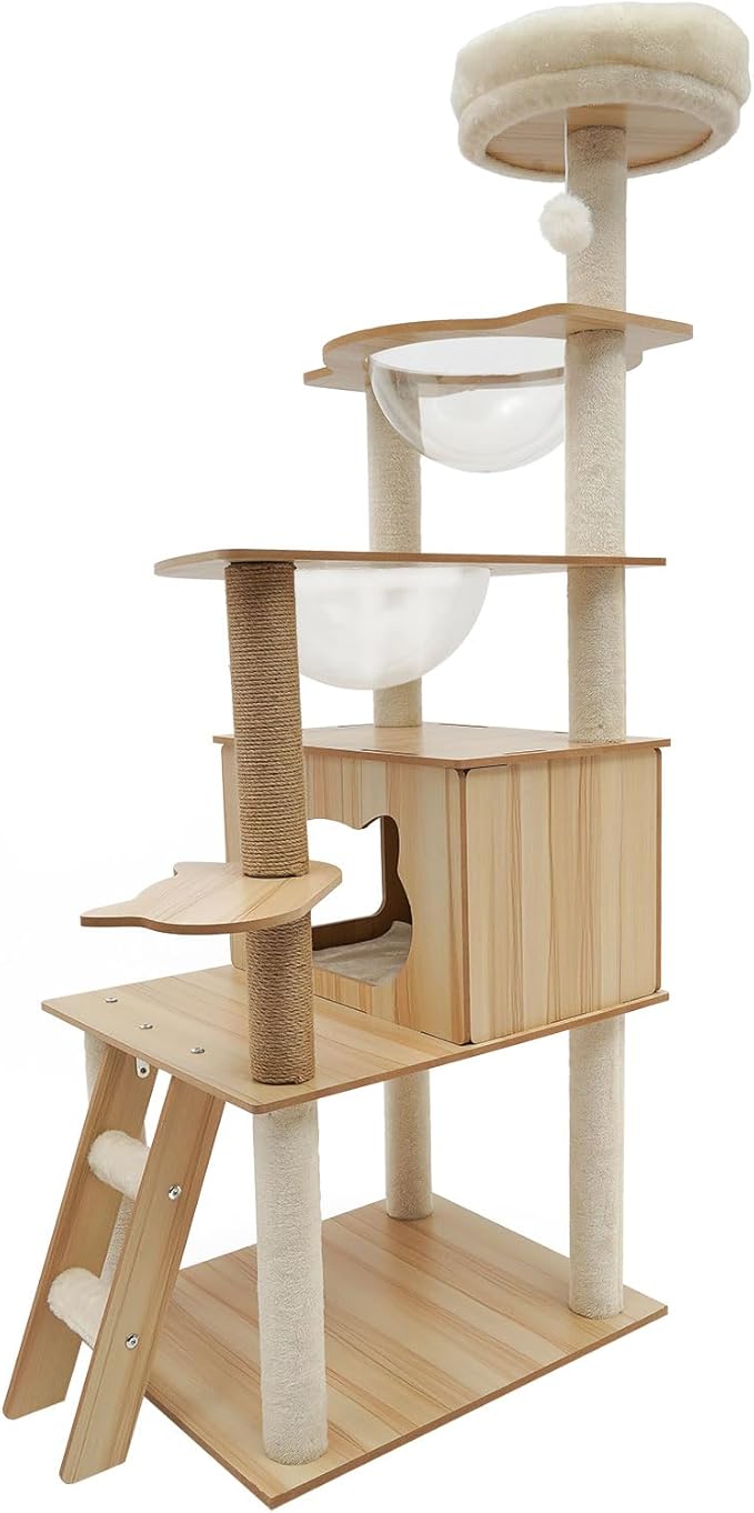 Cat Tree Modern Cat Tower for Indoor Cats, Multi-Level Cat Condos with Scratching Post & Resting Platforms for Large/Small Cat Climbing, Cat Activity Center Playground