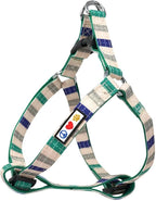 Pawtitas Multicolor Step-in Dog Harness – Adjustable No-Pull Vest for Puppies to Seniors, Safe & Comfortable S Grey/Blue/Green