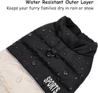 Dog Winter Puffer Jacket, Warm and Water-Resistant Coat with Leash Ring, Stylish Color Block Design for Small to Medium Dogs (Beige, Large)