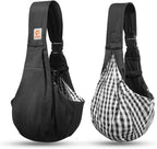 Tomkas Small Dog Sling Carrier - Cat Sling Carrier - Adjustable Strap & Zip Pocket - Suitable for Puppies (Black)