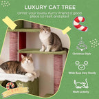 75" Christmas Cat Tree Tower for Indoor Cats,Multi-Level Cat Climbing Tower with Cat Condos, Top pad, Plush Toy, Grab Bar and Board, Kittens Play Activity Center (75 Inch)