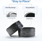 SPUNKYJUNKY Ceramic Dog Bowls 2 Pack, 8.3'' Dog Food Water Double Feeding Bowls Non-Slip for Medium to Large Sized Breed Microwave Dishwasher Safe - 60 OZ, 2pcs, Paw Black