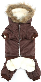 ZUNEA Padded Waterproof Small Dog Winter Jumpsuit Pet Puppy Jacket Coat Fleece Warm Snowsuit Airman Chihuahua Yorkie Outfits Clothes Apparel Brown L