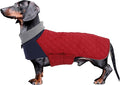 Geyecete Dachshund Coat,Dachshund Winter Coat,Warm Waterproof Windproof, High Neckine String Holes Miniature Dachshund Jacket for Small Dog-Red-L