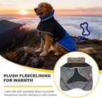 Waterproof Dog Winter Coat, Reflective Turtleneck Fleece Jacket with Snow Protection for Large Dogs, Cold Weather Pet Clothing (Blue, 6XL)