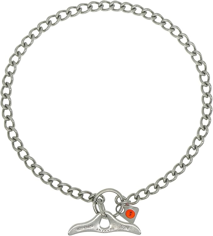 Herm Sprenger Stainless Steel Dog Training Collar with Toggle Closure and Round Links Dog Chain for Small Medium Large Dogs Made in Germany (16in (Neck Size up to 14in))