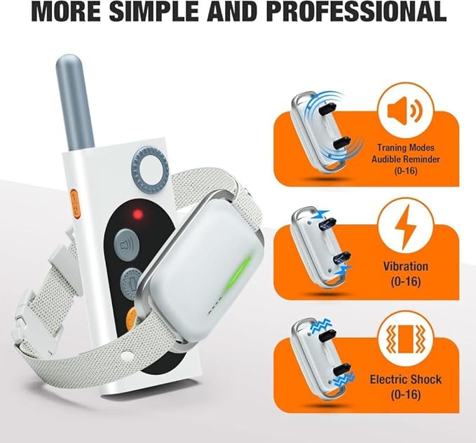 Dog Training Collar with Remote Control, 3 Modes, Voice Control