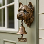 Christmas German Shepherd Welcome Bell – Retro Dog & Witch-Themed Doorbell – Decorative Cast Iron Hanging Bell with Brass Chime – Rustic Farmhouse Wall Décor (Witch)