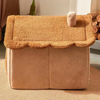 Cat Beds for Indoor Cats, Cute Bear Shape Cat Bed Cave, Pet House Cats Tent with Removable Cushion Pillow for Kittens Puppy Small Dogs (Brown, M-18 * 14.6 * 15.7in)