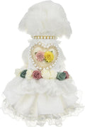 Luxury Pearl Dog Wedding Dress,Dog Rose Love Heart Dress,Pet Bride Costume Formal Apparel for Small Dogs (White, Large)