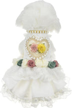 Luxury Pearl Dog Wedding Dress,Dog Rose Love Heart Dress,Pet Bride Costume Formal Apparel for Small Dogs (White, Large)