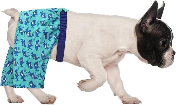 HDE Dog Swim Trunks Hawaiian Board Shorts Beach Pool Swimsuit for XS to XXL Dogs Sharks - M