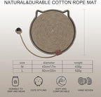Personalized Cat Scratcher Mat, Customized with Name Text Natural Cotton Rope Round Horizontal Cat Scratching Pads with Ball Toy, Cat Furniture Protector for Wall, Couch, Carpets, Sofa (Chocalate)