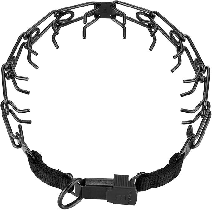 Herm Sprenger Black Stainless Steel Prong Dog Training Collar with Quick Release Buckle No Pull Collar for Dogs (Black, 16in x 2.25mm (Neck Size Up to 13in))