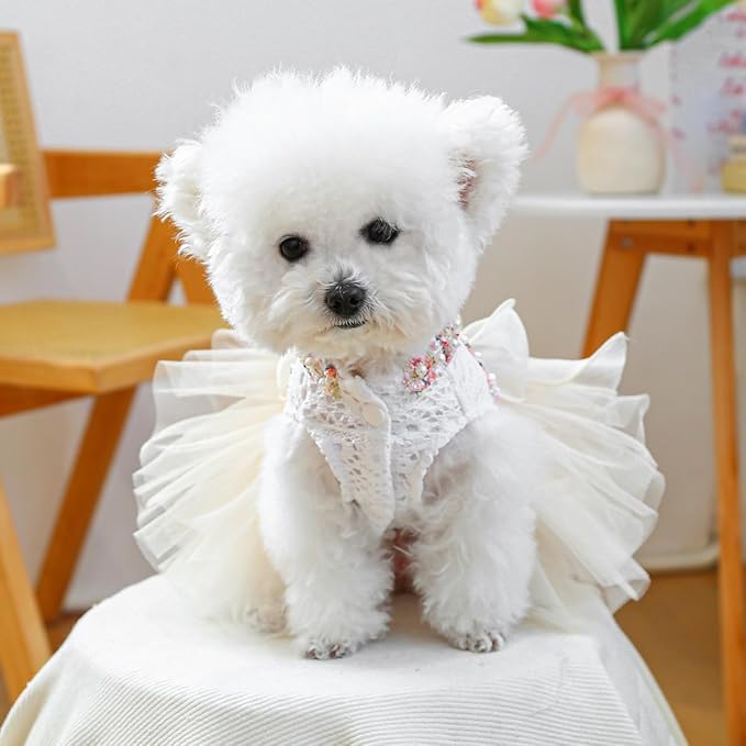 Furbabycare® Elegant Sweet Colorful Puppy Dog Blingbling Princess Skirt Pet Dog Lace Cake Camisole Tutu Dress E-Light Yellow X-Small