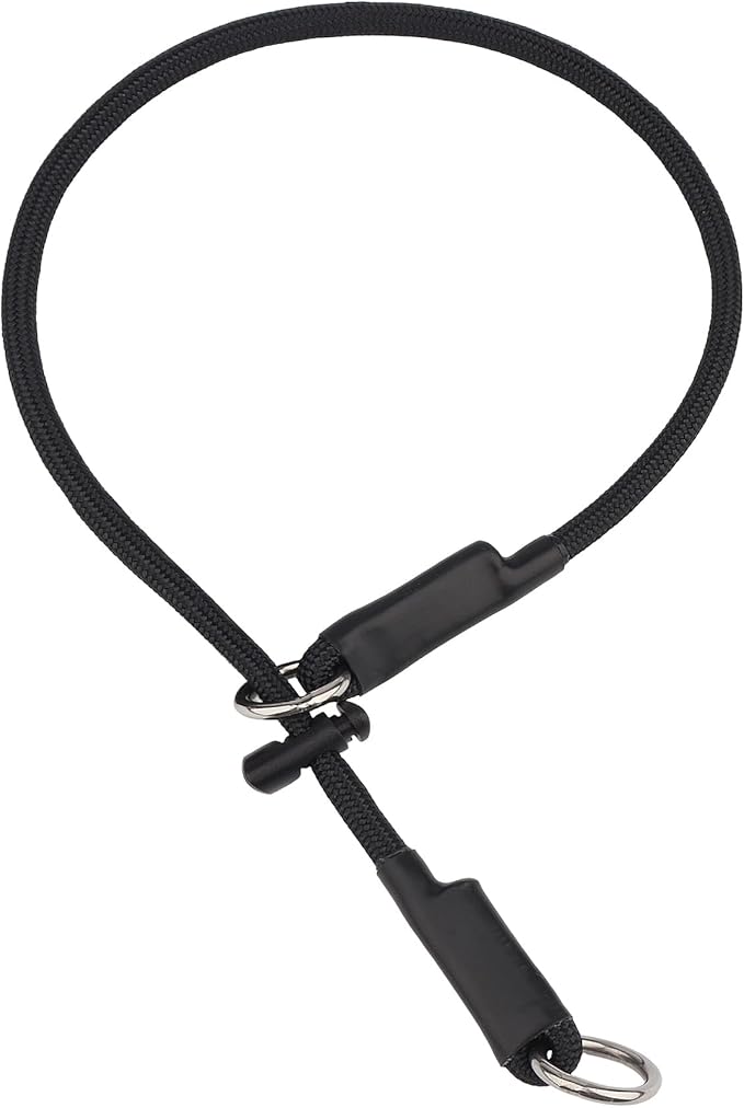 Rope Dog Training Collar – 5/16 Inch Heavy Duty Nylon Loop for Medium & Large Dogs Adjustable Slip-On Pet Collar Dogs Collars (Black, 18 inch)