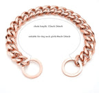 Rose Gold Dog Chain Collar 11mm/15mm/19mm Stainless Steel Cuban Link Chain Collar for Small Medium Large Dogs(19mm,18inch)
