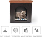 SONGWAY Cat House for Indoor Cats Large, Pet Cave with Carpet, Pet House Ottoman, Multipurpose Footrest with Cushion, Cube House for Cats and Small Dogs, Black L