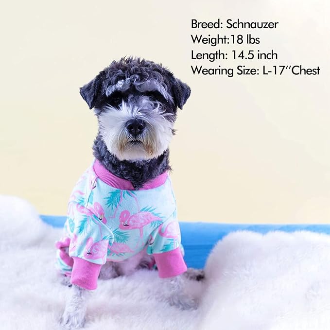 KYEESE Dog Pajamas Velvet Dog Pajamas Small Sized Dogs Soft Dogs Clothes Pjs with Flamingo Pattern Stretchy Pet Jammies Coat Comfy Pet Onesie Costume, X-Large