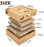 Cat Scratcher Box with 3 PCS Scratching Pads, Reversible Corrugated Cardboard Lounge Bed with Feather Toy and Balls Recyclable Cat Scratcher Cardboard for Indoor Cats