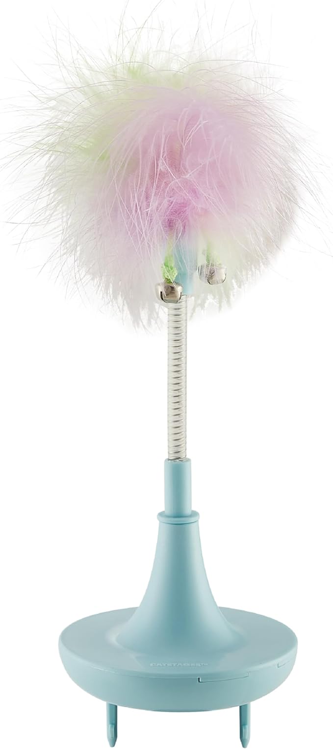 Catstages Feather Spring Toy Tease for Corrugate Cat Scratcher, Interactive Play, Blue