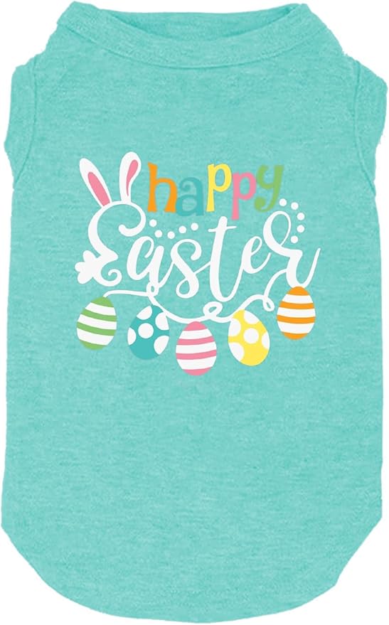 Happy Easter Shirts for Dog Funny Print Vest for Small Medium Large Dogs Soft and Light-Weight T Shirts Gift for Puppy(Mintgreen01,Small)
