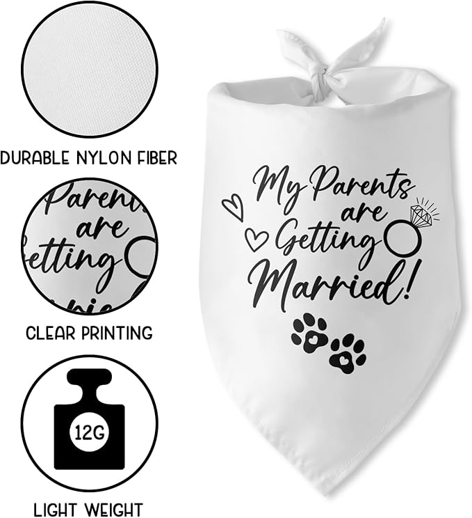 My Parents are Getting Married Dog Bandana Engagement Gifts for Couples Wedding Engagement Bandana Announcement Photo Prop Pet Scarf Accessories for Pet Dog Lovers Gifts