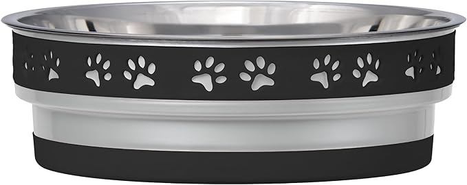 Loving Pets Corsa Dog Bowls- Stainless Steel Dog & Cat Bowls - Spill Proof Dog Food Bowl, Cat Bowl, Puppy Essentials & Pet Supplies Great for Home & Travel (Large 35-65 lbs, Stealth Black)