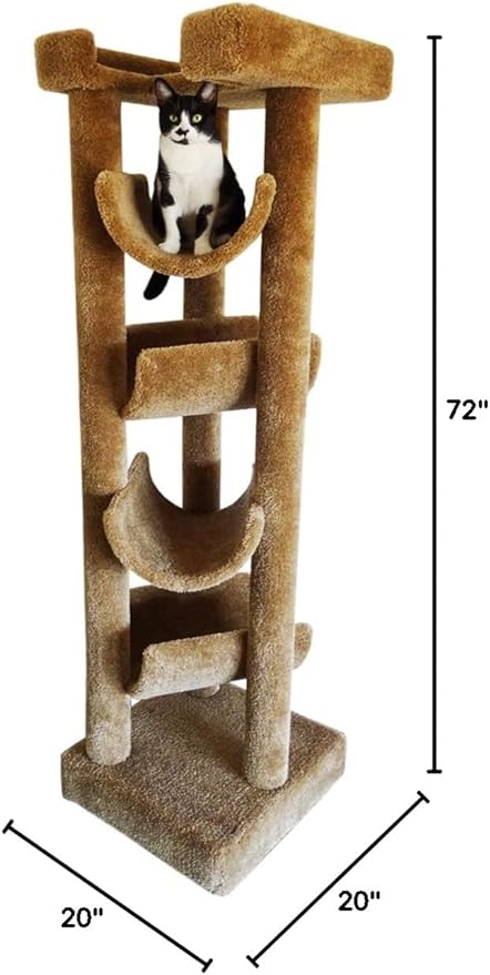 New Cat Condos Premier Solid Wood 6-Foot Skyscraper Cat Tree, Brown