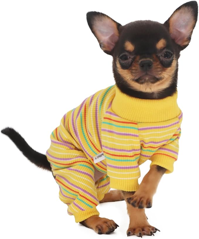 LOPHIPETS Dog Pajama Onesie for Small Teacup Chihuahua Yorkie Puppy Cat Clothes Apparel-Yellow/XS