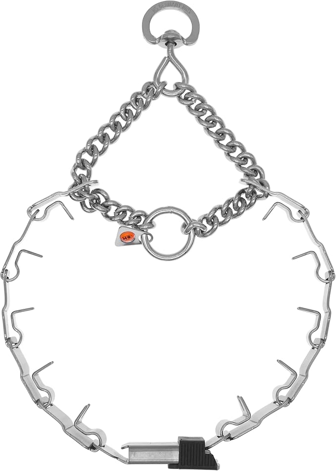 Herm Sprenger NeckTech Sport Stainless Steel Dog Training Prong Collar with ClicLock Buckle and Assembly Chain No-Pull Collar with Swivel D-Ring Made in Germany (20in (Neck Size up to 17in))