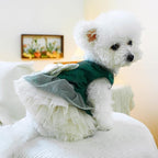 Fashion Sweet Puppy Dog Blingbling Princess Skirt Pet Dog Lace Cake Camisole Tutu Dress H-Dark Green XS