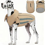 IECOii 5XL Warm Dog Jacket - Reflective & Adjustable Cozy Jacket Vest for Deep-Chested Giant Pets, Waterproof Saint Bernard, Great Dane Coats Windproof Outdoor Hunting Vests, Khaki, Sizes XXXXXL