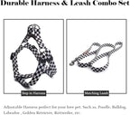 QQPETS Dog Harness Leash Set Adjustable Heavy Duty No Pull Halter Harnesses for Small Medium Large Breed Dogs Back Clip Anti-Twist Perfect for Walking (M(19"-26" Chest Girth), Black Plaid)