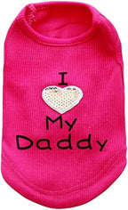 Dog Shirts Slogan Vest I Love My Daddy/Mommy Cute Heart T-Shirt Clothes for Chiuahaha Poodle Teacup Shihtzu Yorkie Bulldog Small Puppy Costume