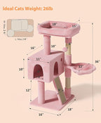 Cat Tree Tower for Indoor Cats Large Adult,Cute/Tall Modern Cat Tree for Big Cats 20 lbs,Plush Multi-Level Cat Condo with Scratching Posts,Hammock, Dangling Ball (Soft Pink, 36 inch)