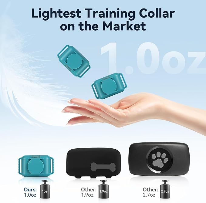 Shock Collar for Small Dogs，Tiniest and Lightest Dog Training Collar with 2000ft Remote，Tailored Small Dog Shock Collar 5-15 Pounds，Beep，Vibration and Safe Shock，0-99-Level Precise Adjustment，Cyan
